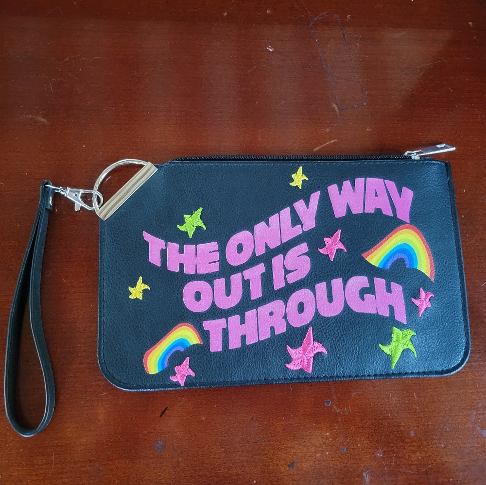 Source Unknown Black Clutch with Pink and Rainbow Accents